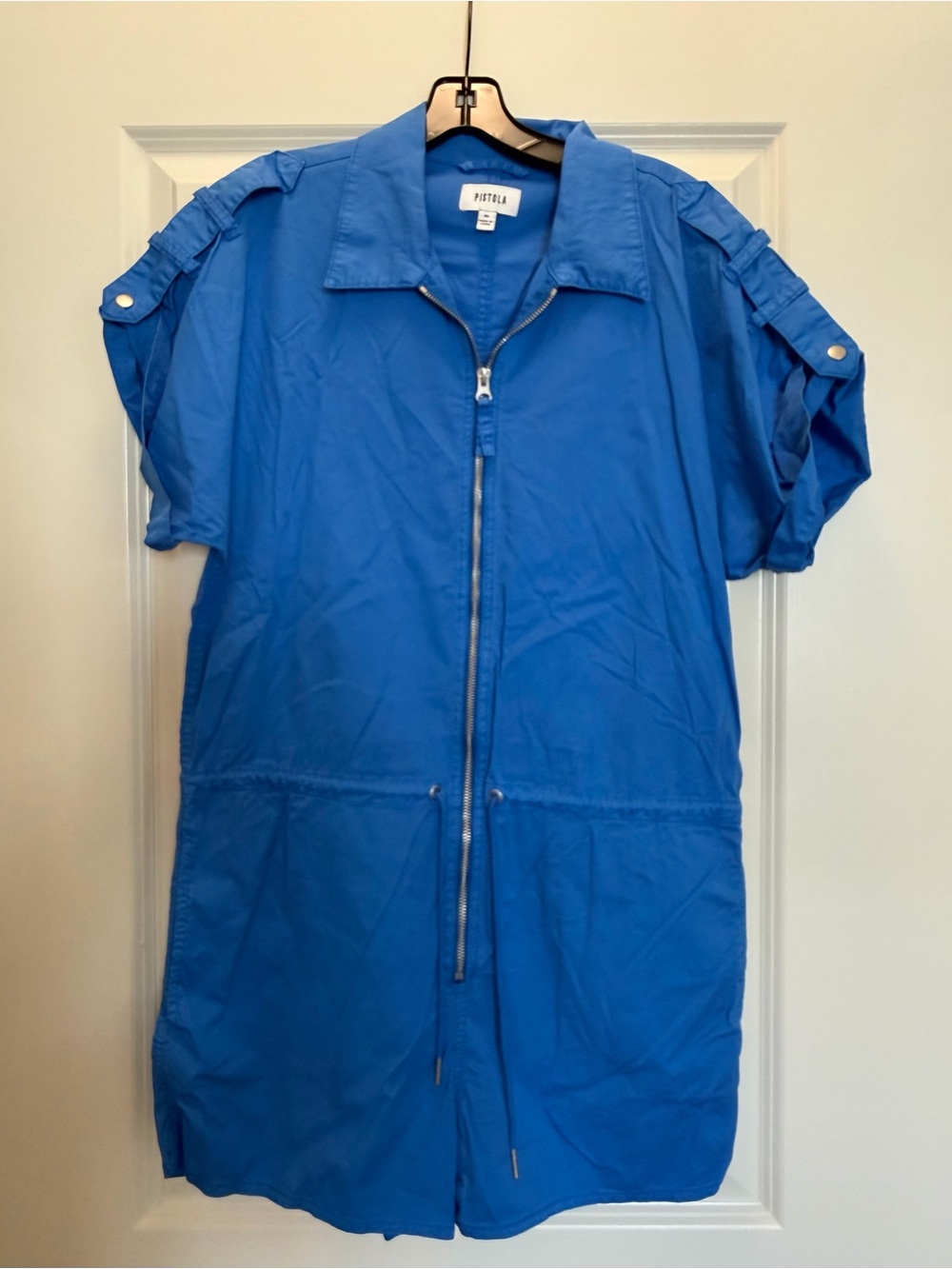 Pistola Meg Romper - Cobalt Blue zip-front utility romper